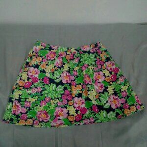 Lilly Pulitzer Navy and Floral Skirt size M